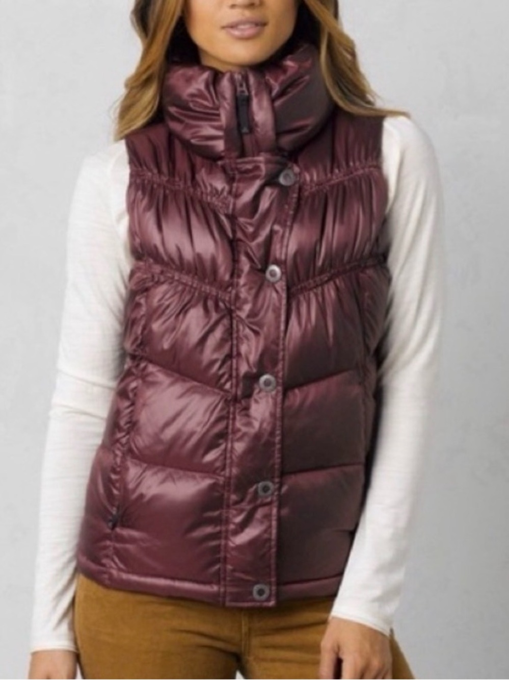 Prana Sz M Milly Down Puffer Vest in Deep Burgundy/Plum EUC